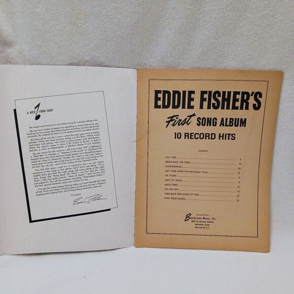 1954 Eddie Fisher's First Songs 10 Ten Record Hits Music Book Crooner Ballads - Picture 9 of 16
